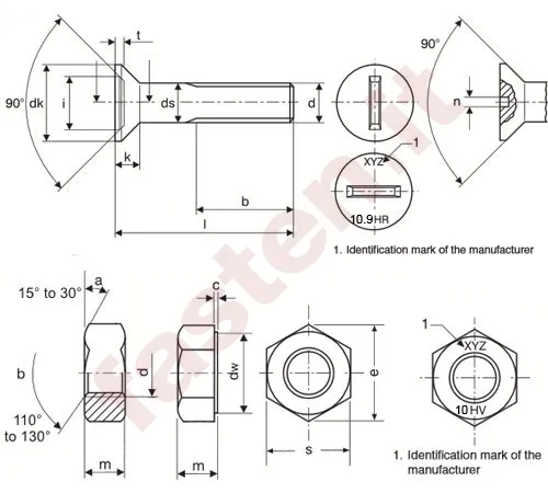 High-strength structural bolting assemblies for preloading -  - Part 7: System HR - Countersunk head bolt and nut assemblies 