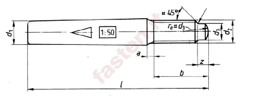 Taper pins with external thread, unhardened