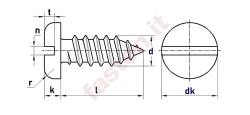Tapping screws, slotted pan head 