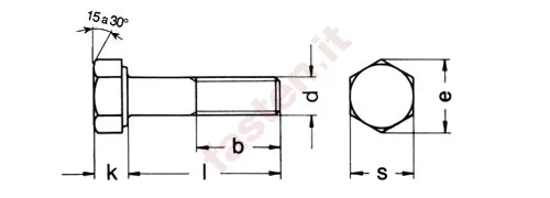 La norma (DIN EN ISO 8765) specifica le caratteristiche delle viti a testa esagonale con gambo parzialmente filettato e filettatura metrica a passo fine con diametri nominali della filettatura d da 8 mm a 64 mm di categoria A per diametri nominali della filettatura, d, da 8 mm a 24 mm e lunghezze nominali, l, minori o uguali a 10 d o 150 mm; qualunque sia il valore più piccolo, e di categoria B per diametri nominali della filettatura, d, maggiori di 24 mm o lunghezze nominali, l, maggiori di 10 d o 150 mm, qualunque sia il valore più piccolo.