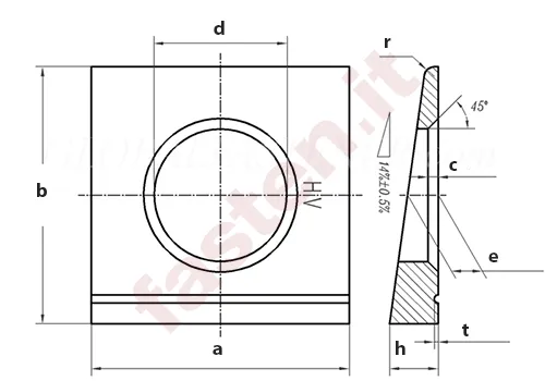 Scheiben, vierkant, keilförmig, für HV-Schrauben an I-Profilen in Stahlkonstruktionen