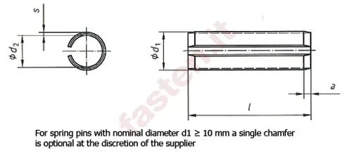 Spring type straight pins, slotted,  light duty