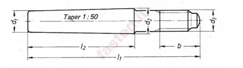Taper pins with thread ends and constant taper lengths