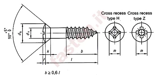 Cross recessed raised contersunk  head wood screws 