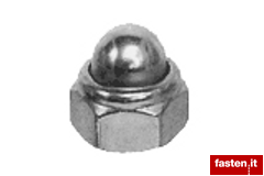 Prevailing torque hexagon domed nuts with non-metallic insert